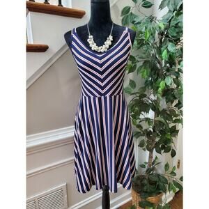 Vibe Sports Wear Women Blue Polyester V-Neck Sleeveless Knee Length Dress Size L